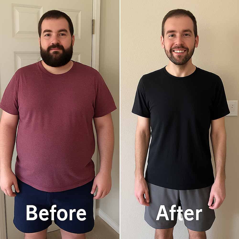 Body Slim Atlanta before and after photo of a younger man with a significantly slimmer physique